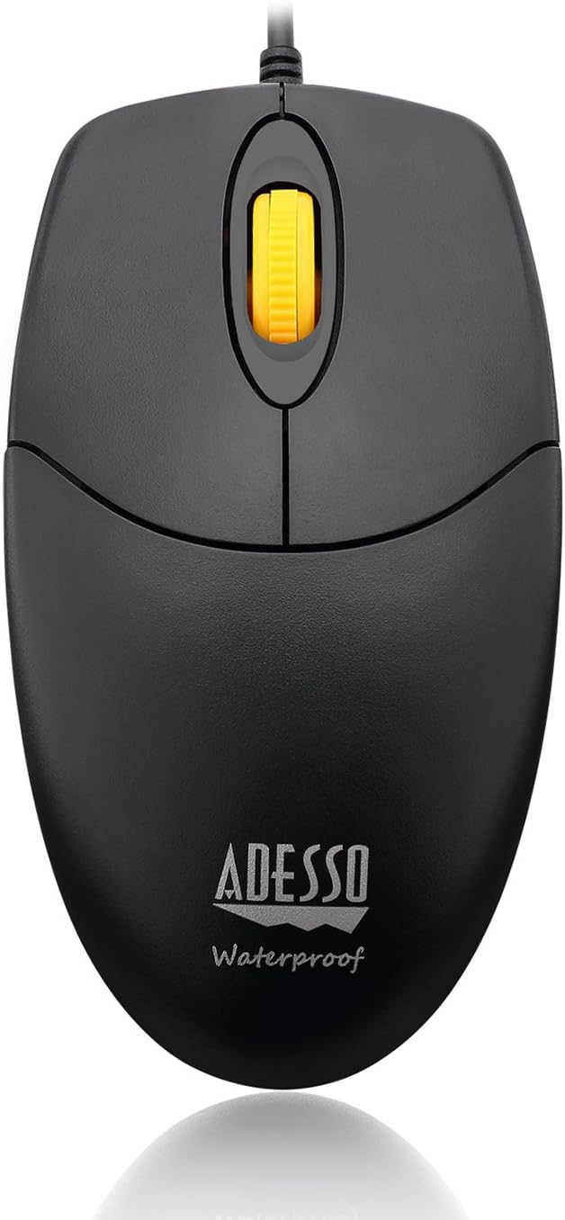 Adesso - Mouse Wired Antimicrobial W3 4 Button up to 1000dpi PC/Mac - Black