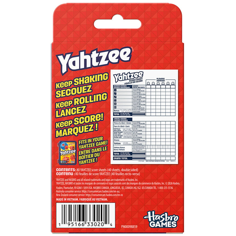 Hasbro - YAHTZEE - SCORE PAD ( Bilingual ) ( refresh )