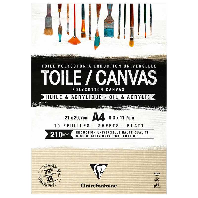 Clairefontaine - T. Sable natural canvas 210g polycotton pad A4 10 sheets