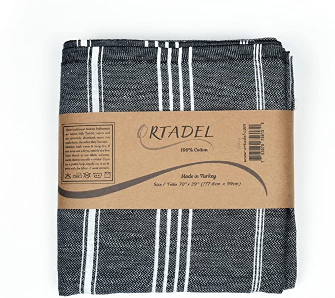 Ortadel Turkish cotton peshtemal towel in Ocean – view 2