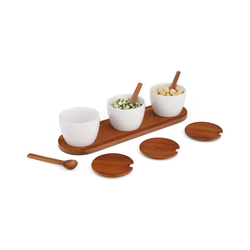 Nambé - Duets Triple Condiment Server with Lids & Spoons - view 3