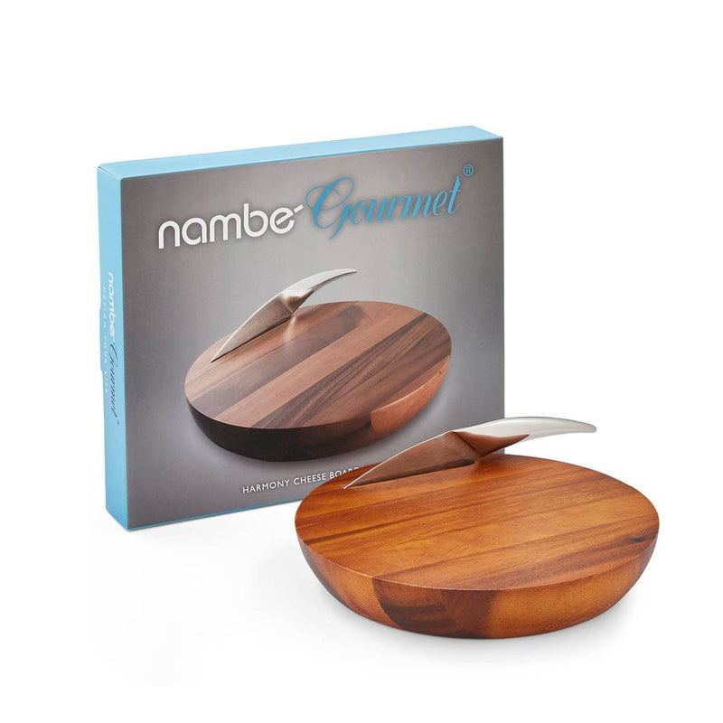 Nambé Harmony Cheese Board with Knife with packaging.