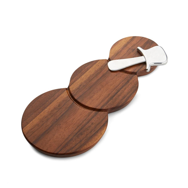 Nambé Snowman Cheese Board with Top Hat Spreader - product view