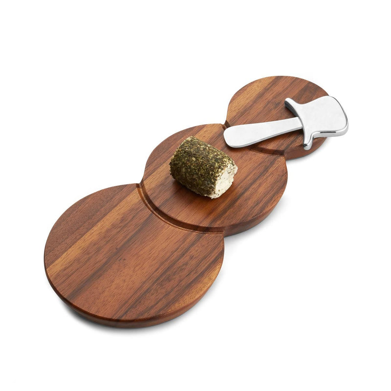 Nambé Snowman Cheese Board with Top Hat Spreader - product view