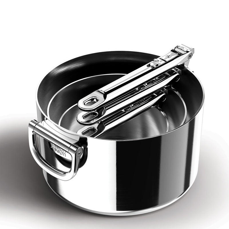 Joseph Joseph - SpaceSteel™ Set of 3 Sauce Pans with Lids