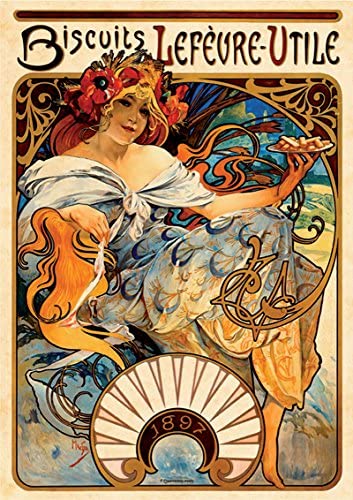 D-Toys - 1000-Piece Puzzle (Biscuits Lefevre-Utile - Alfonse Mucha)