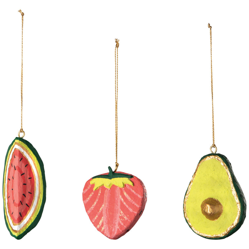 Tutti Frutti Cotton Mache Christmas Tree Ornament — possible assortment styles; one random ornament included