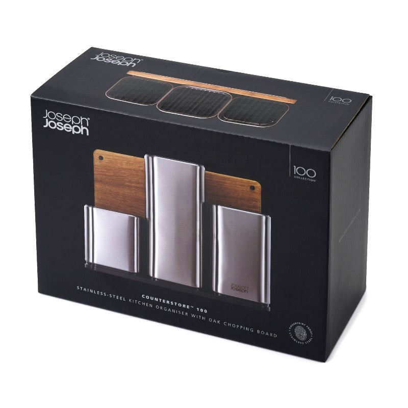 Joseph Joseph - CounterStore™100 -  Utensil Organizer & Oak Board
