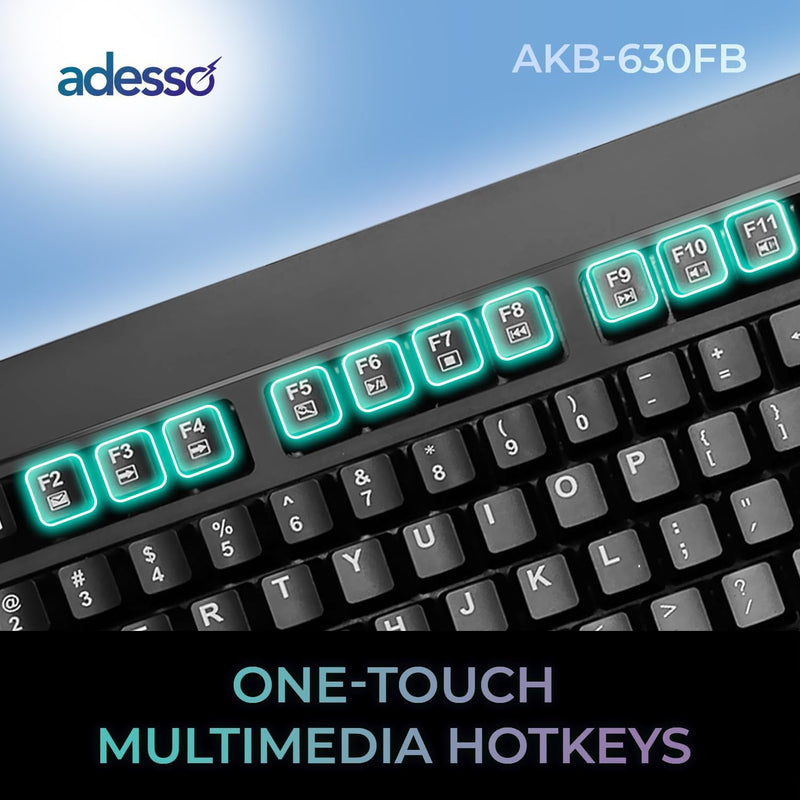 Adesso - Keyboard Wired EasyTouch with Finger Print Reader - TCC Compliant