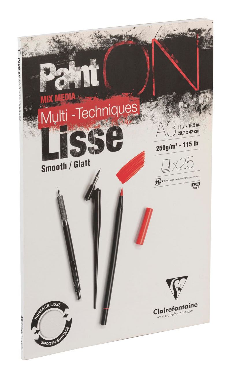 Clairefontaine - Paint'On Smooth white drawing pad A3 25S 250g