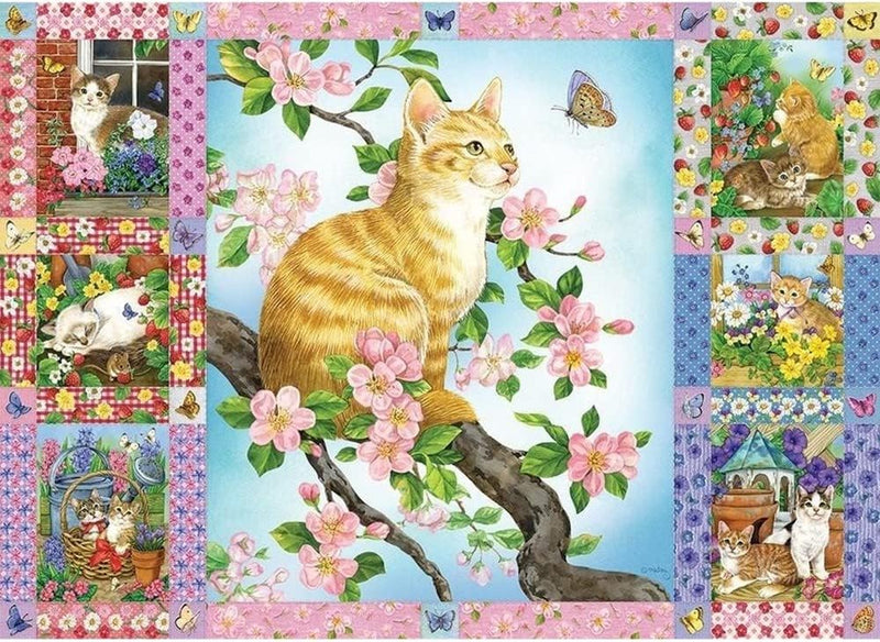 Cobble Hill - 1000 Piece Puzzle - Blossoms and Kittens Quilt