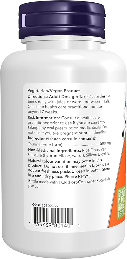 Now - Taurine 500MG 100CAP