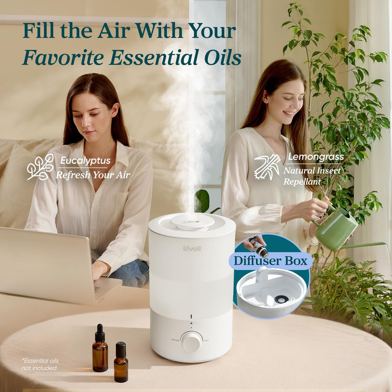 Levoit Dual 150 Top-Fill Humidifier, 3 L, White