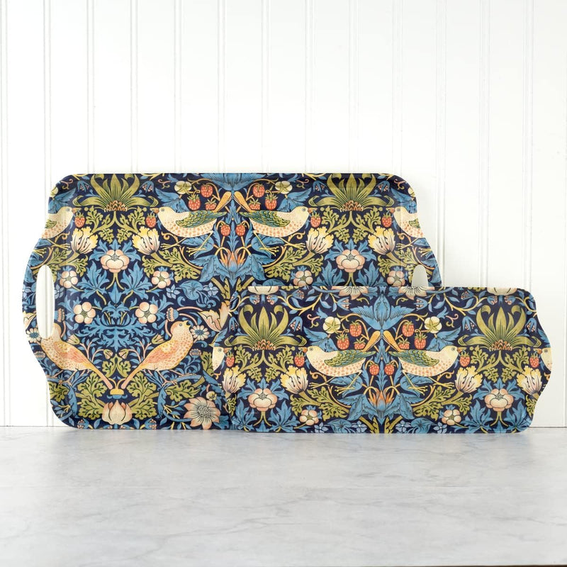 Pimpernel - Strawberry Thief Blue - Large Melamine Handled Tray 18.9 X11.6"