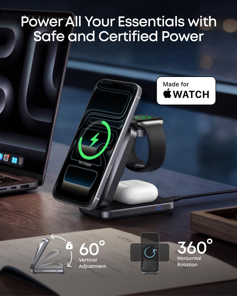 Anker - Prime (A25N1) - 3-in-1 AirCool Foldable Wireless Charging Station - Black