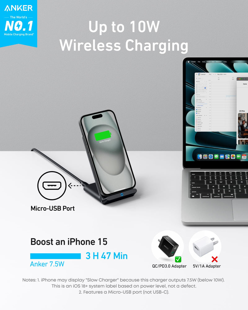 Anker - 313 (A2524) - Wireless Charging Stand - Black