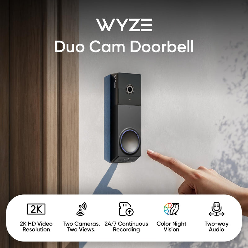 Wyze Duo Cam Doorbell WVDB-DUO-BL, Black