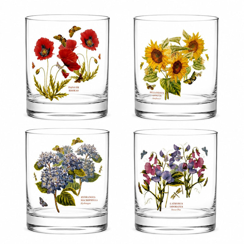 Portmeirion Botanic Garden Double Old-Fashioned Glasses – 16 oz, Set of 4