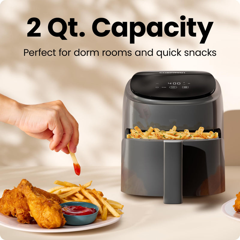 Chefman RJ38-2D-GREY-CA 2 qt Mini Air Fryer, Grey