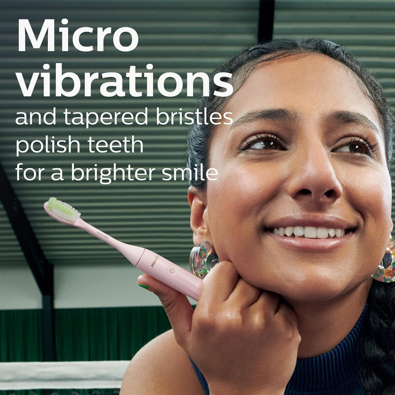 Philips One by Sonicare Battery Toothbrush & Brush Head Bundle BD3003/AZ, Pink