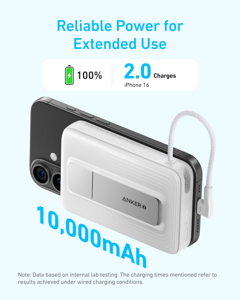 Anker - Zolo (A1685) - 10,000mAh Magnetic Power Bank with Built-In USB-C - Black