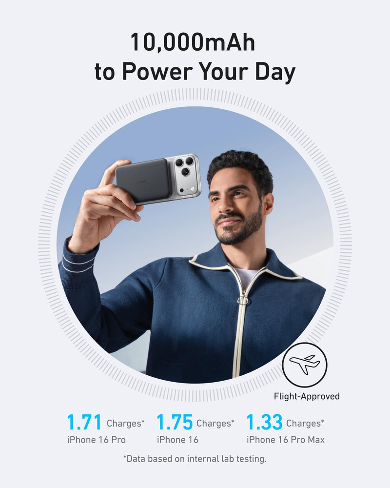 Anker - MagGo (A1664) - Slim 10,000mAh Magnetic Power Bank - Black