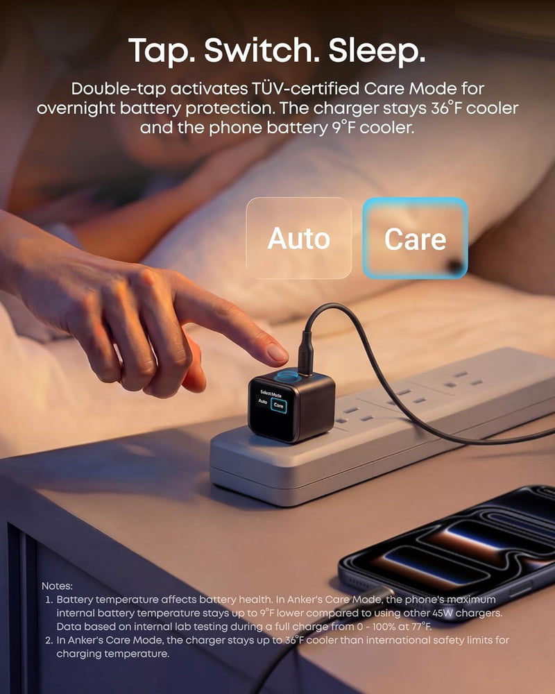 Anker - Nano (A121D) - 45W USB-C Wall Charger with Smart Display - Orange