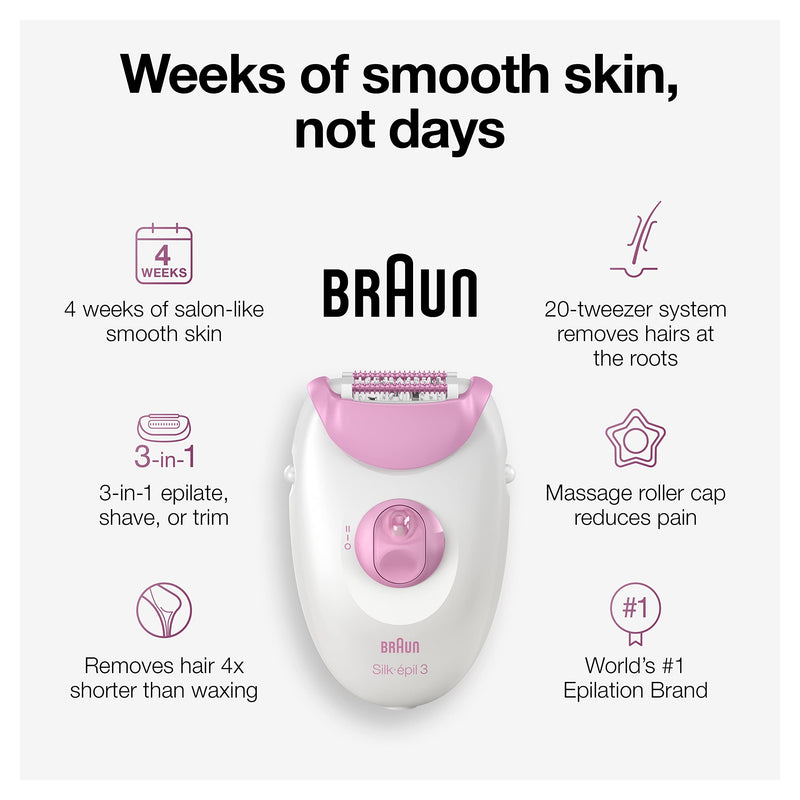 Braun Silk·épil 3 SE3270 Epilator, Pink