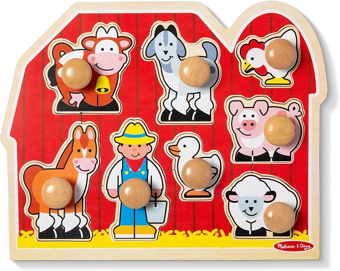 Melissa & Doug - Farm Friends Jumbo Peg Puzzle - 8 Pieces