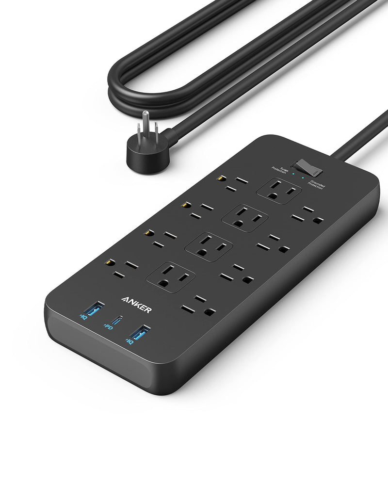 Anker - 351 (A9192) - 12-Outlet Surge Protector Power Strip - Black