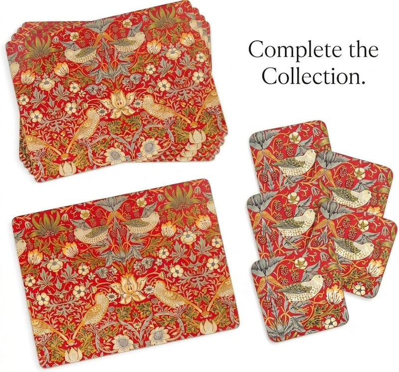 Pimpernel - Morris: Strawberry Thief Red Coasters (Set of 6)