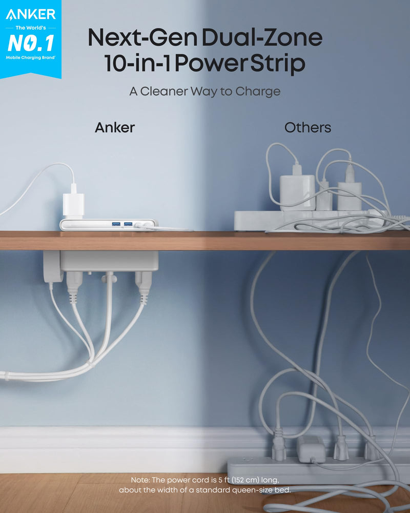 Anker - Nano (A9196) - 10-in-1 70W Desk Clamp Power Strip - Black