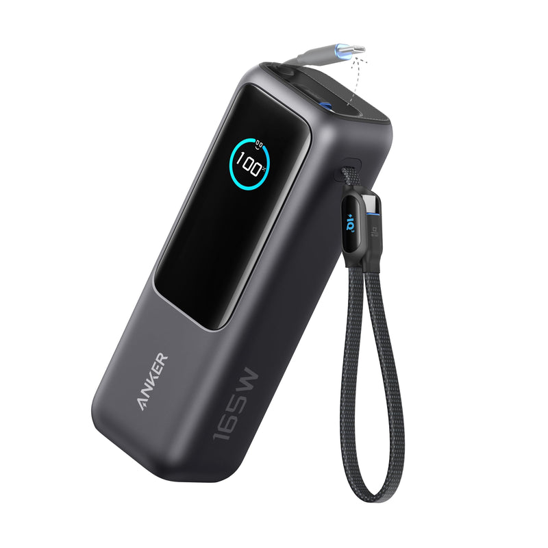 Anker - A1695 - 25,000mAh 165W Power Bank with Built-In Cables - Black