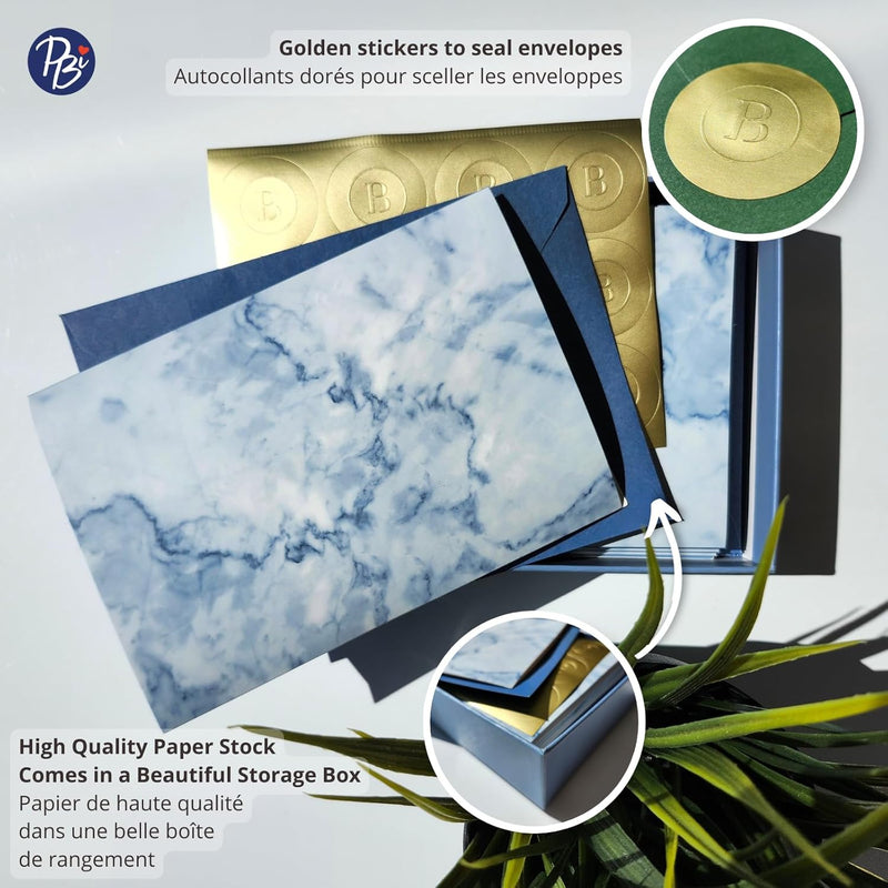 BLANK CARD / BOX (10 CARD, 10 ENV, 10 STICKERS) : BLUE MARBLE