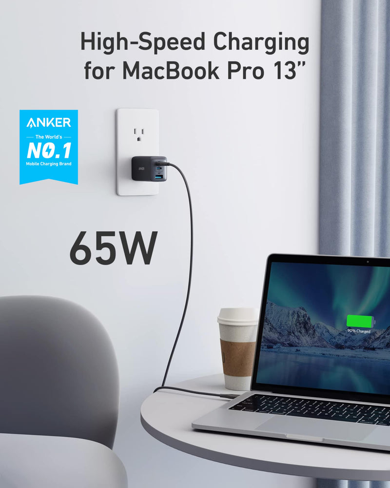 Anker - 735 (A2667) - Nano II 65W 3-Port Wall Charger - Black