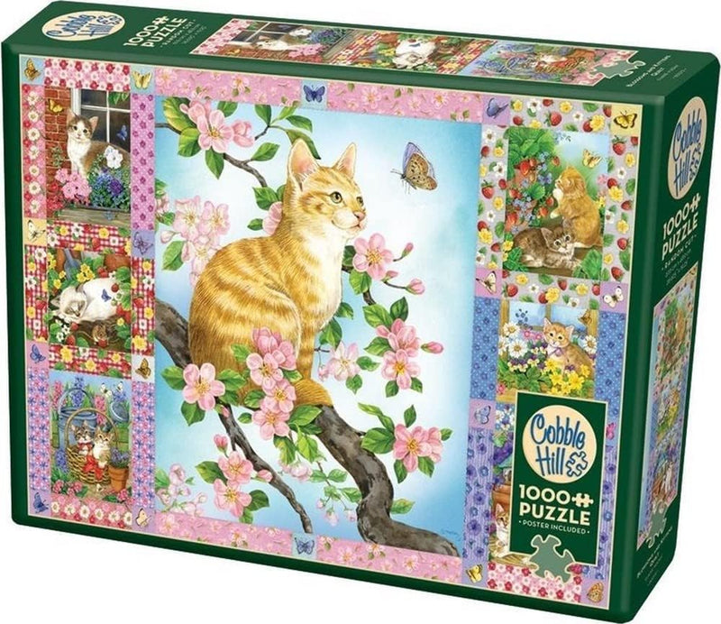 Cobble Hill - 1000 Piece Puzzle - Blossoms and Kittens Quilt