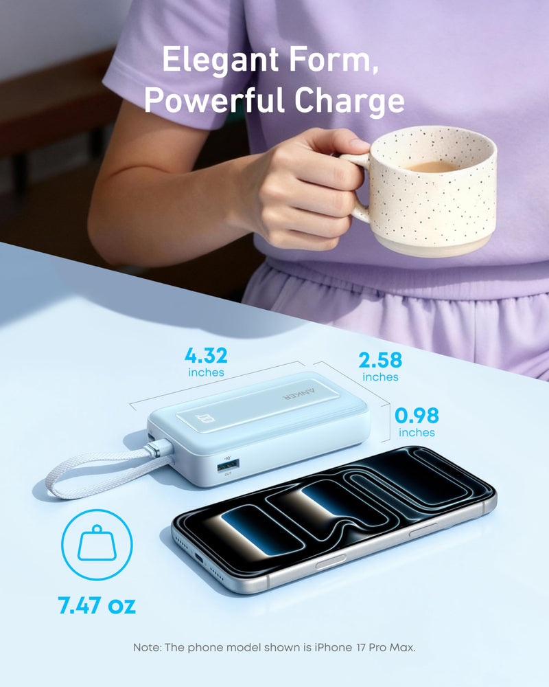 Anker - Zolo (A1688) - 10,000mAh 30W Power Bank with Built-In USB-C - Black