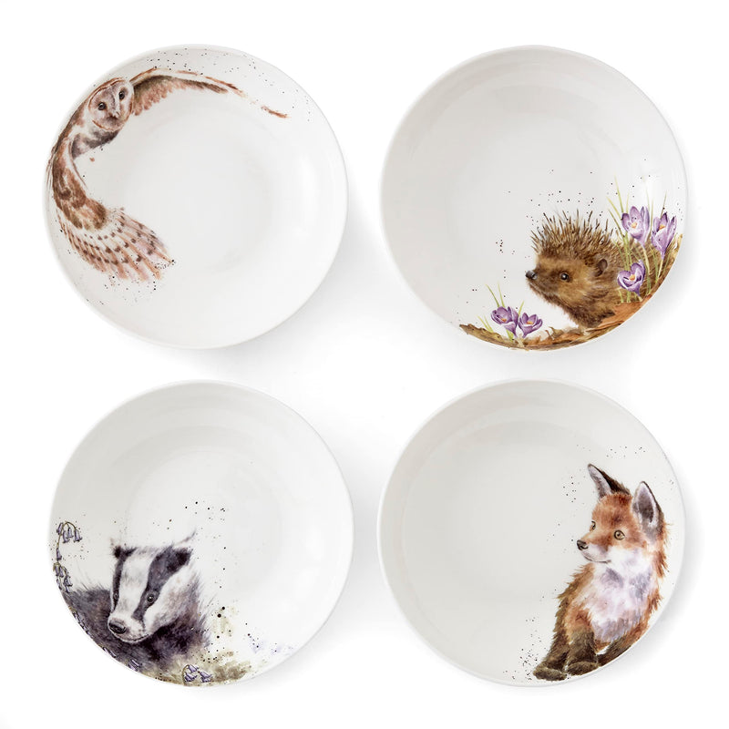 Royal Worcester - PASTA BOWLS S/4-(BADGER,HEDGEHOG, FOX, OWL)