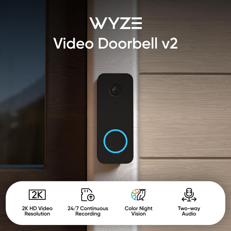 Wyze Wired Doorbell Camera v2 WVDWDV2, Black