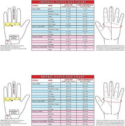 Nice Shot The Bird white left-hand golf glove – brand hand-measurement and size guide