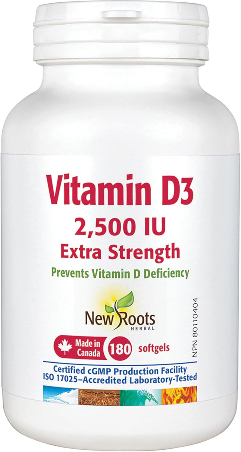 New Roots Herbal - Vitamin D3 2500 IU Extra Strength - 180 Softgels
