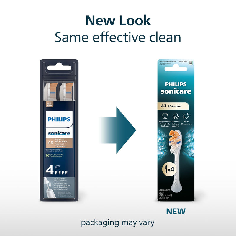 Philips Sonicare A3 All-in-One Brush Heads HX9094/65, White, 4 Pack