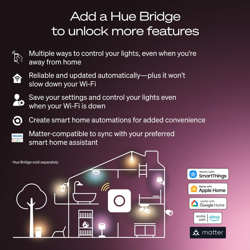 Philips Hue A19 White & Color Ambiance Smart Bulb 591164, 1 Pack