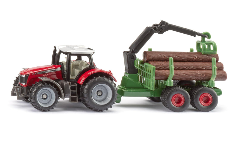 Siku - Massey Ferguson With Forestry Trailer