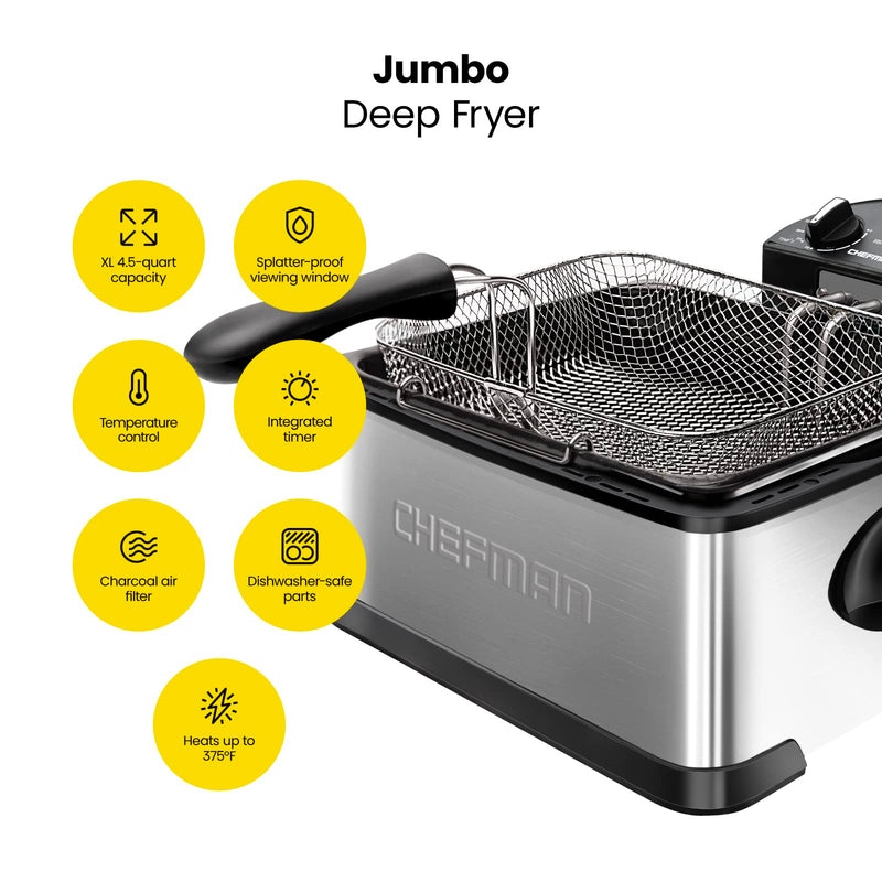 Chefman RJ07-45-SS 4.5 qt (4.3 L) Deep Fryer