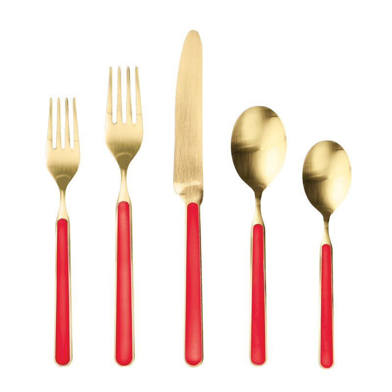 Mepra – Fantasia Ice Gold Red – 5-Piece Flatware Set