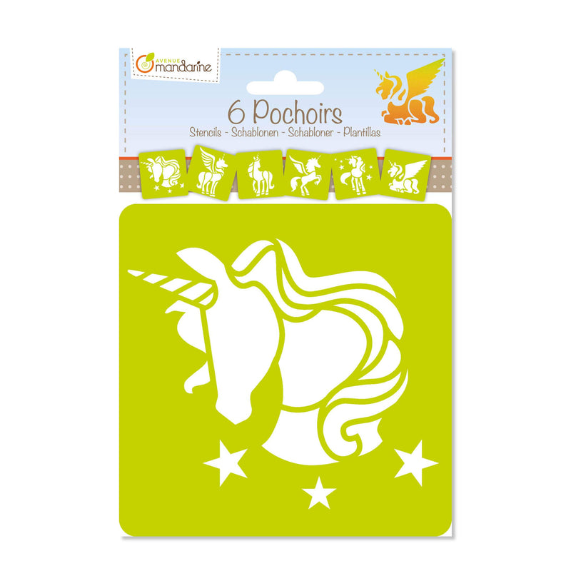 Avenue Mandarine - 6 Unicorn Stencils 6X6