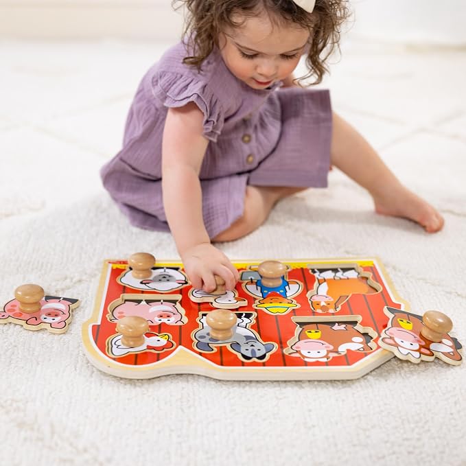 Melissa & Doug - Farm Friends Jumbo Peg Puzzle - 8 Pieces