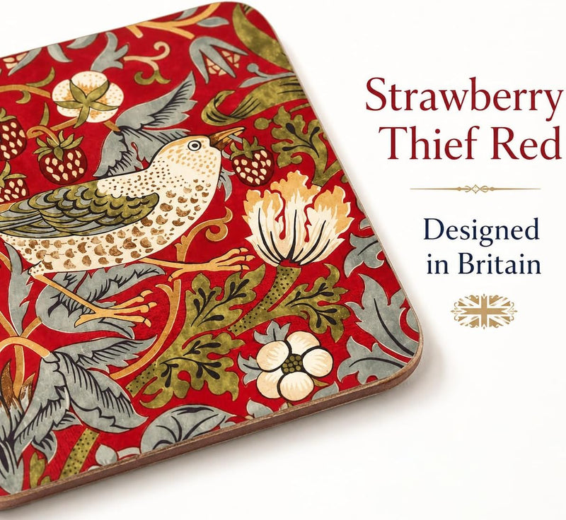 Pimpernel - Morris: Strawberry Thief Red Coasters (Set of 6)