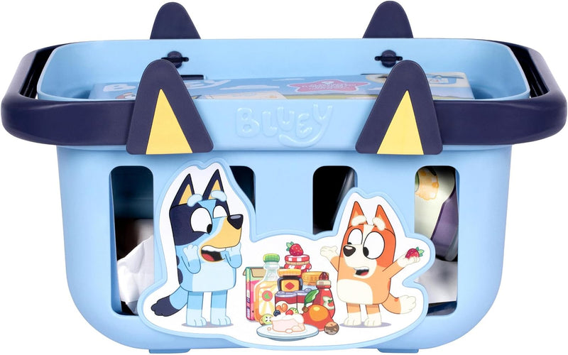 Bluey Shopping Basket, 9 Grocery Accessories, Toddler Pretend Play